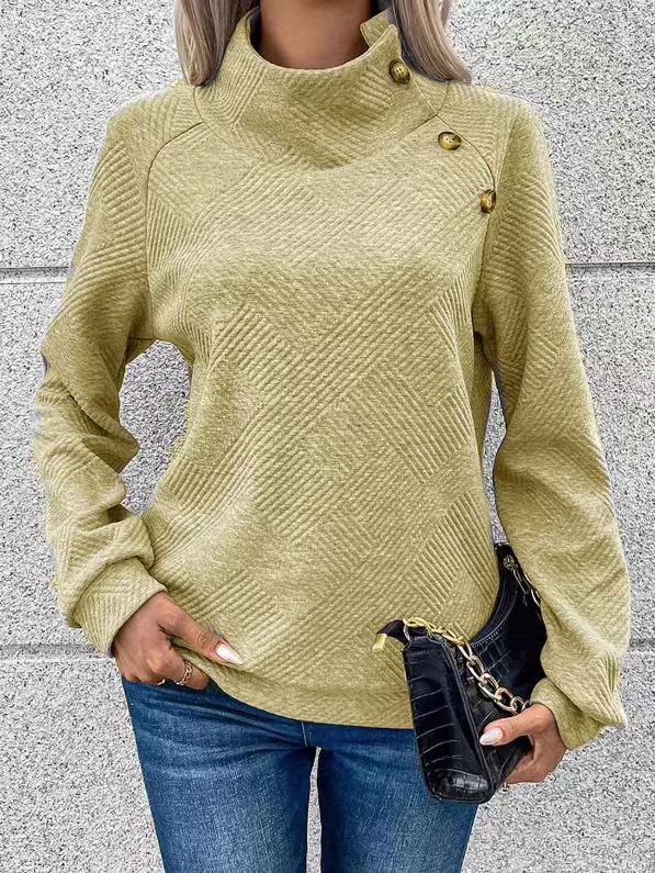 Ensfarvet pullover med lange ærmer