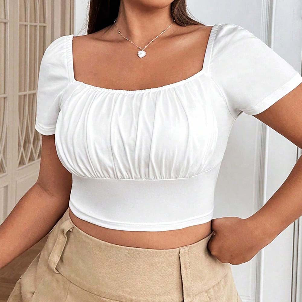 Elegant Square Neck Summer New Slim-fit T-shirt