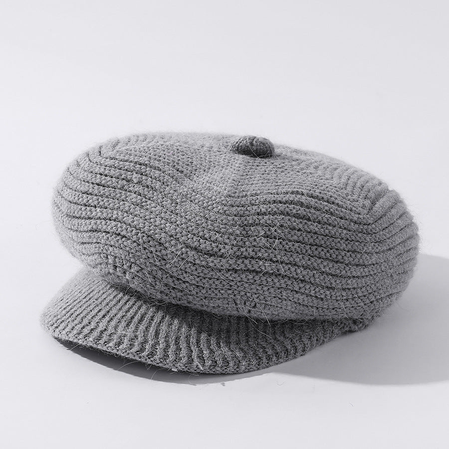 Middle-aged And Elderly Women's Velvet Solid Color Knitted Rabbit Fur Hat