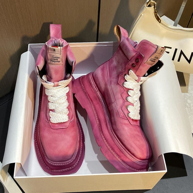 Thick Soled Retro Distressed High-top Casual Sneakers