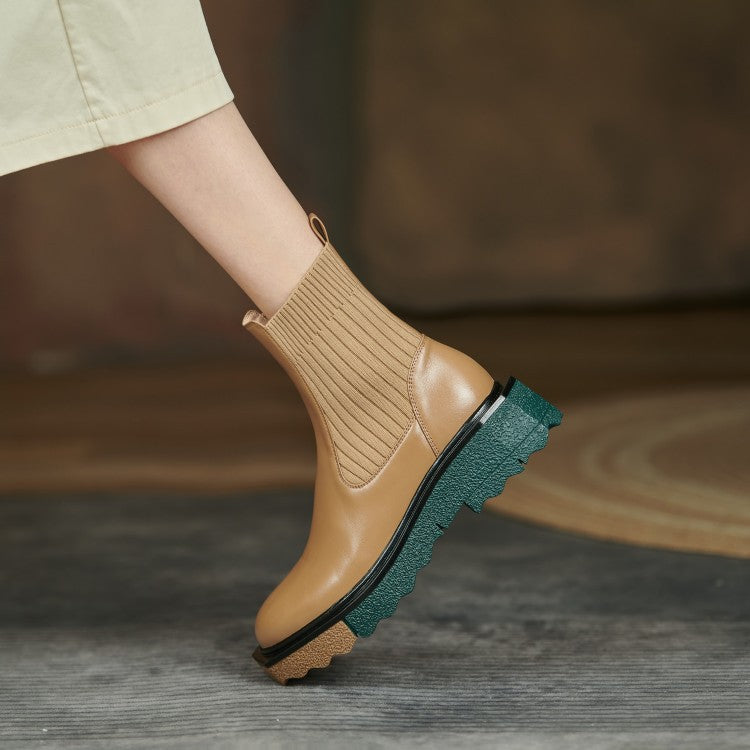 Women's Boots With Thick-soled Stitching Wool Tube