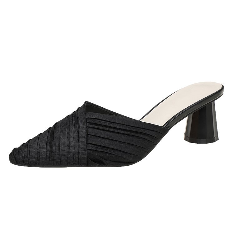 New Summer Women's Shoes Pointed Slippers Thick Heel