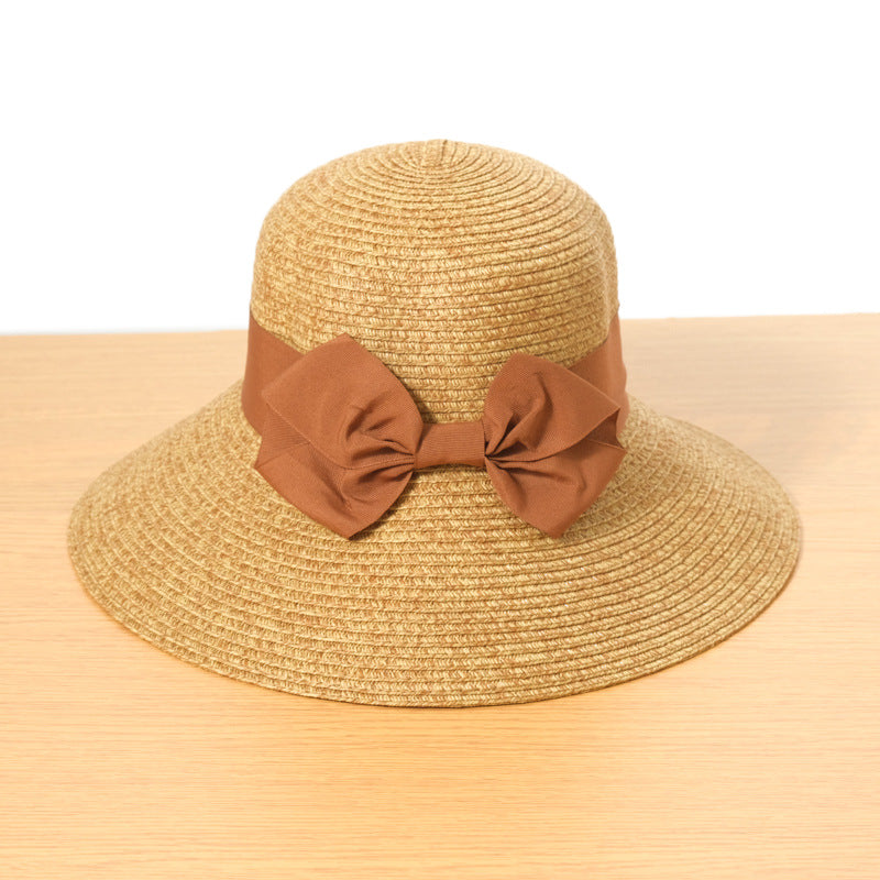 Foldable Bow Shading Beach Sun Protection Straw Hat