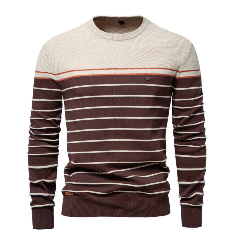 Stribet casual langærmet sweater til mænd i farvematch