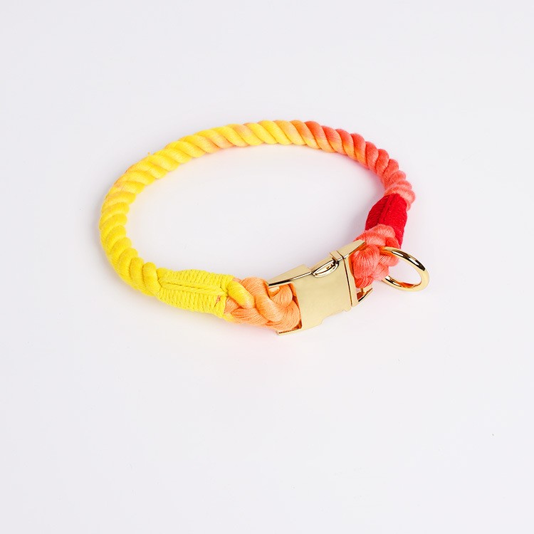 Woven Gradient Color Cotton String Dog Pet Traction Collar