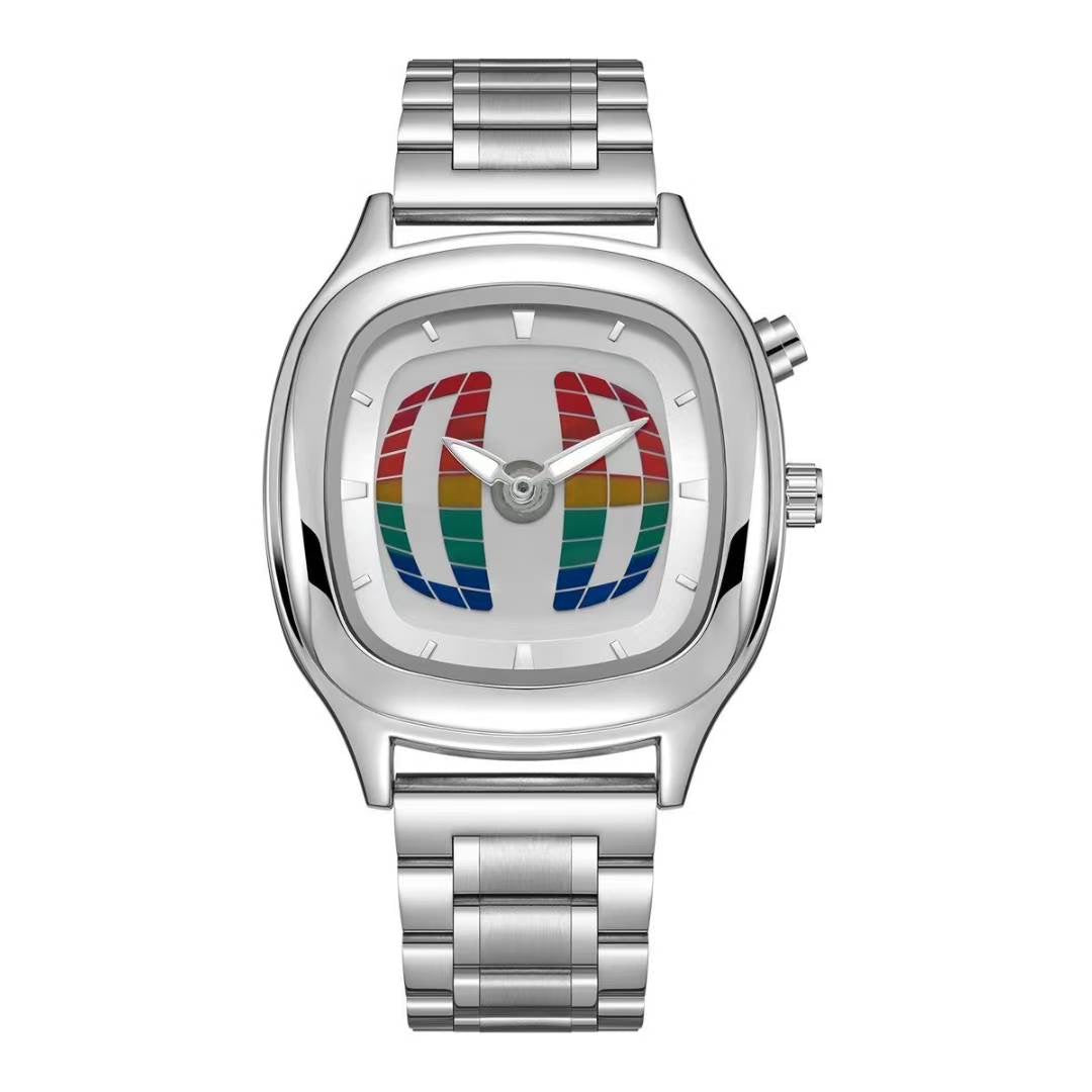 Waterproof Retro Steel-Strap Transforming Digital Dynamic Watch