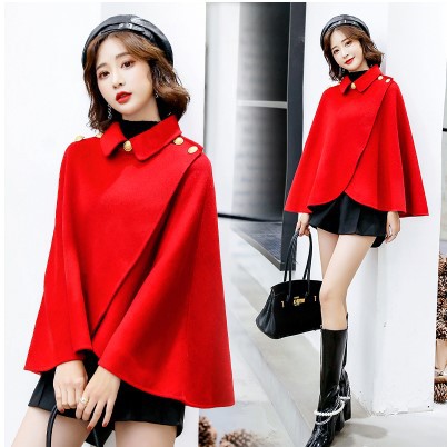 Cape Coat Short Size Woolen Dragon And Phoenix Wool