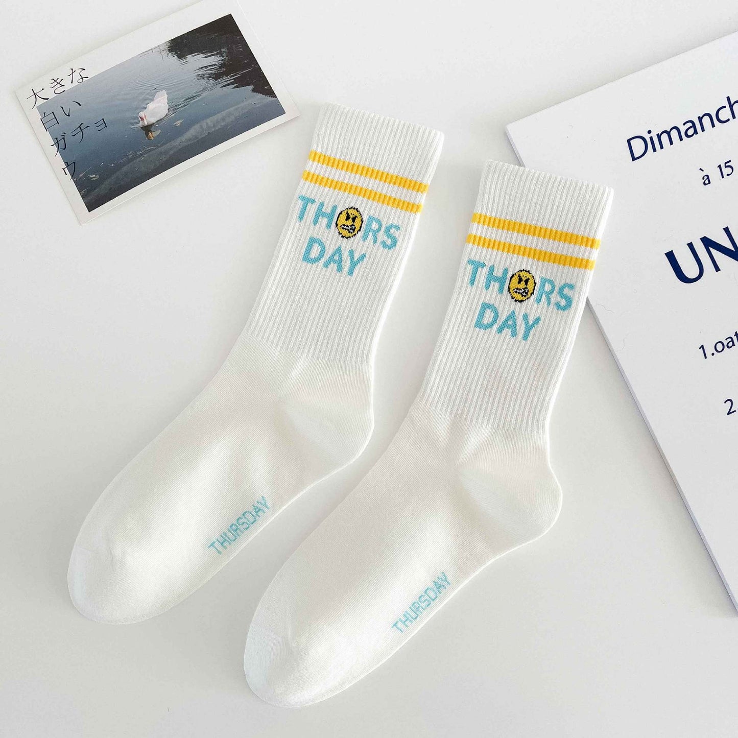 Ins Tide College Style Long Tube Sports Socks Outer Wear