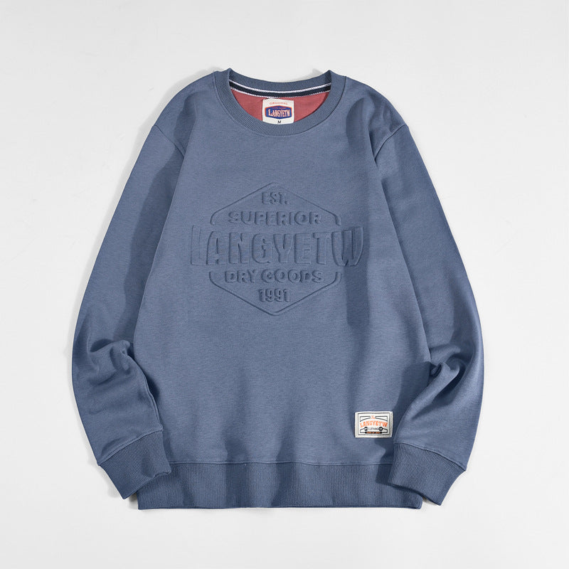 Vintage Print Loose Crew Neck Cotton Terry Sweatshirt
