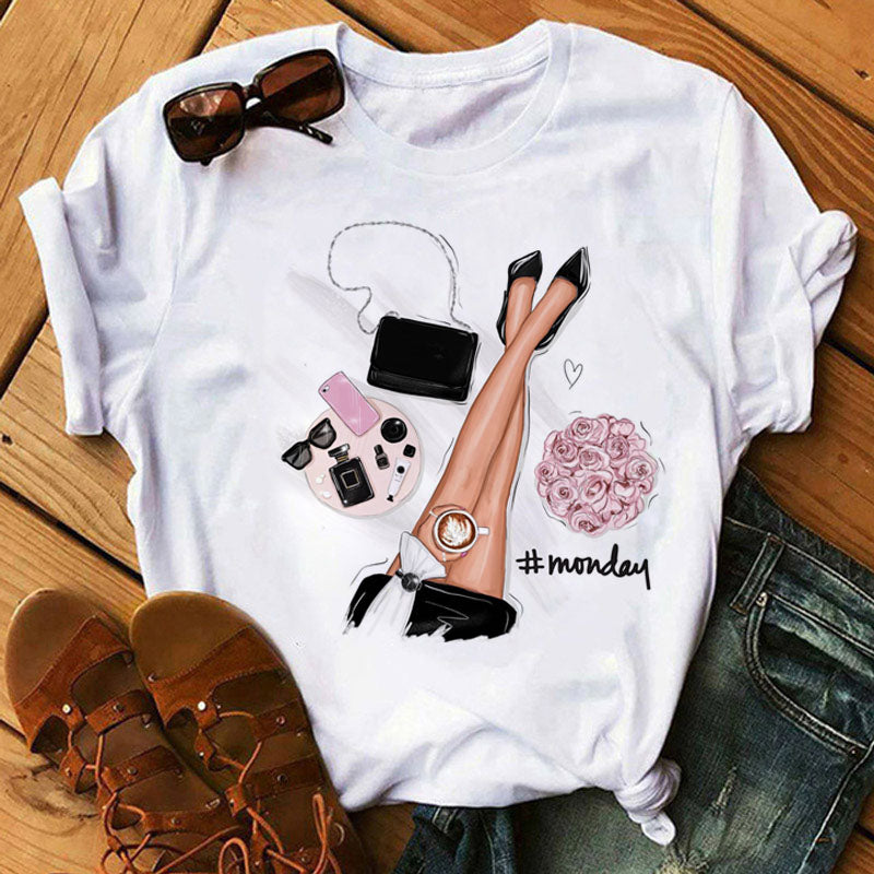 Sunflower Black T-Shirt Loose Short Sleeve T-Shirt