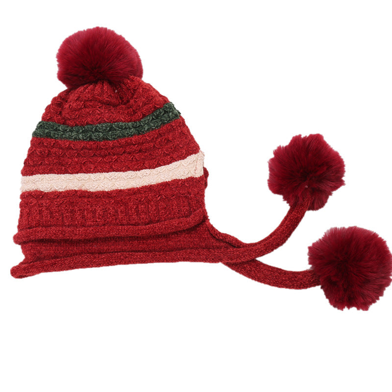 Ladies' New Autumn Fleece Warm Ball Knitted Hat