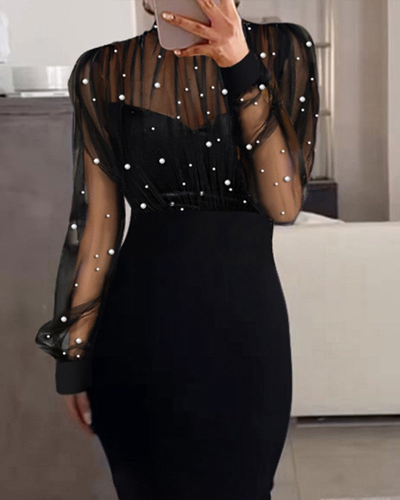 New Womens Lace-panelled Bodycon Dress