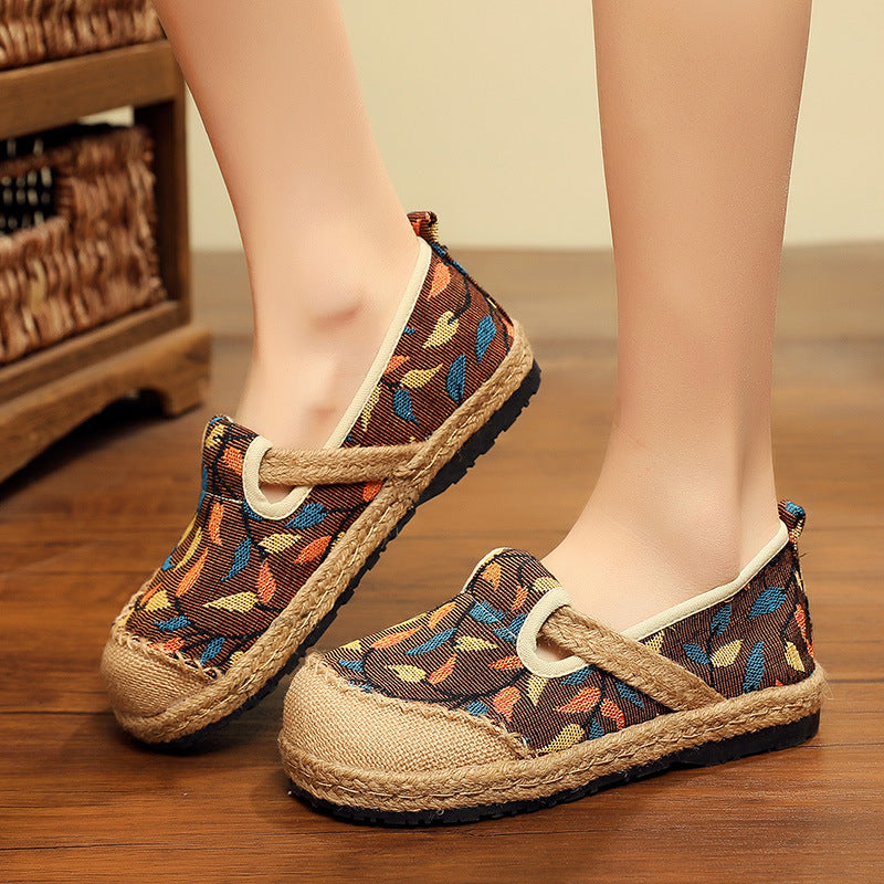 Ladies' New Cotton And Linen Floral Craft Shoes