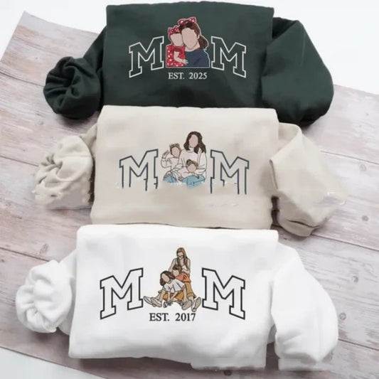 Farverig foto-broderet hoodie til kvinder