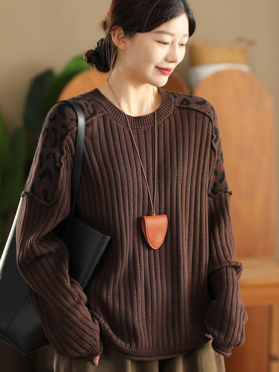 Artistic Casual Top Women's Fashionable Round Neck Cotton Pullover