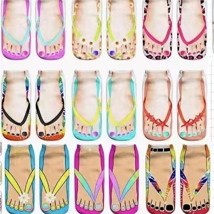 printed Flip-flop Toe Socks 3D-