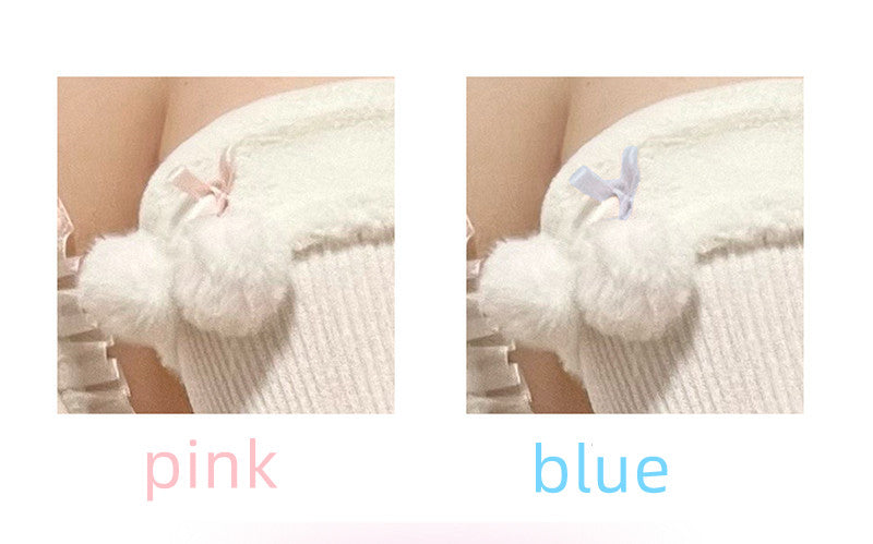 Lovely Lolita Plush Wool Ball Jk Medium Shank Socks