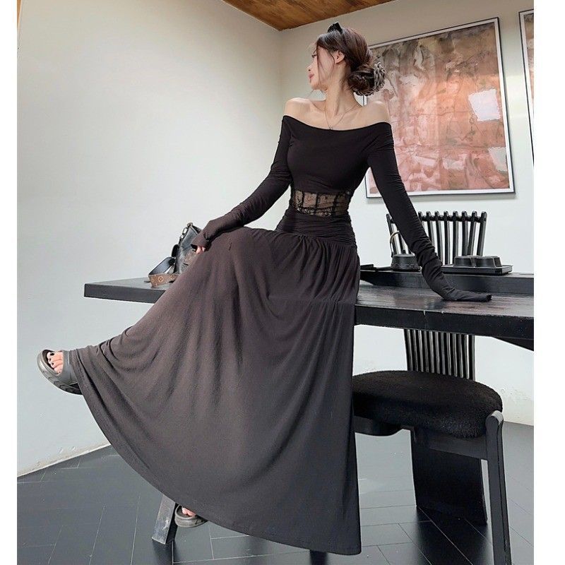 Lady's Off-shoulder Top And Skirt Set
