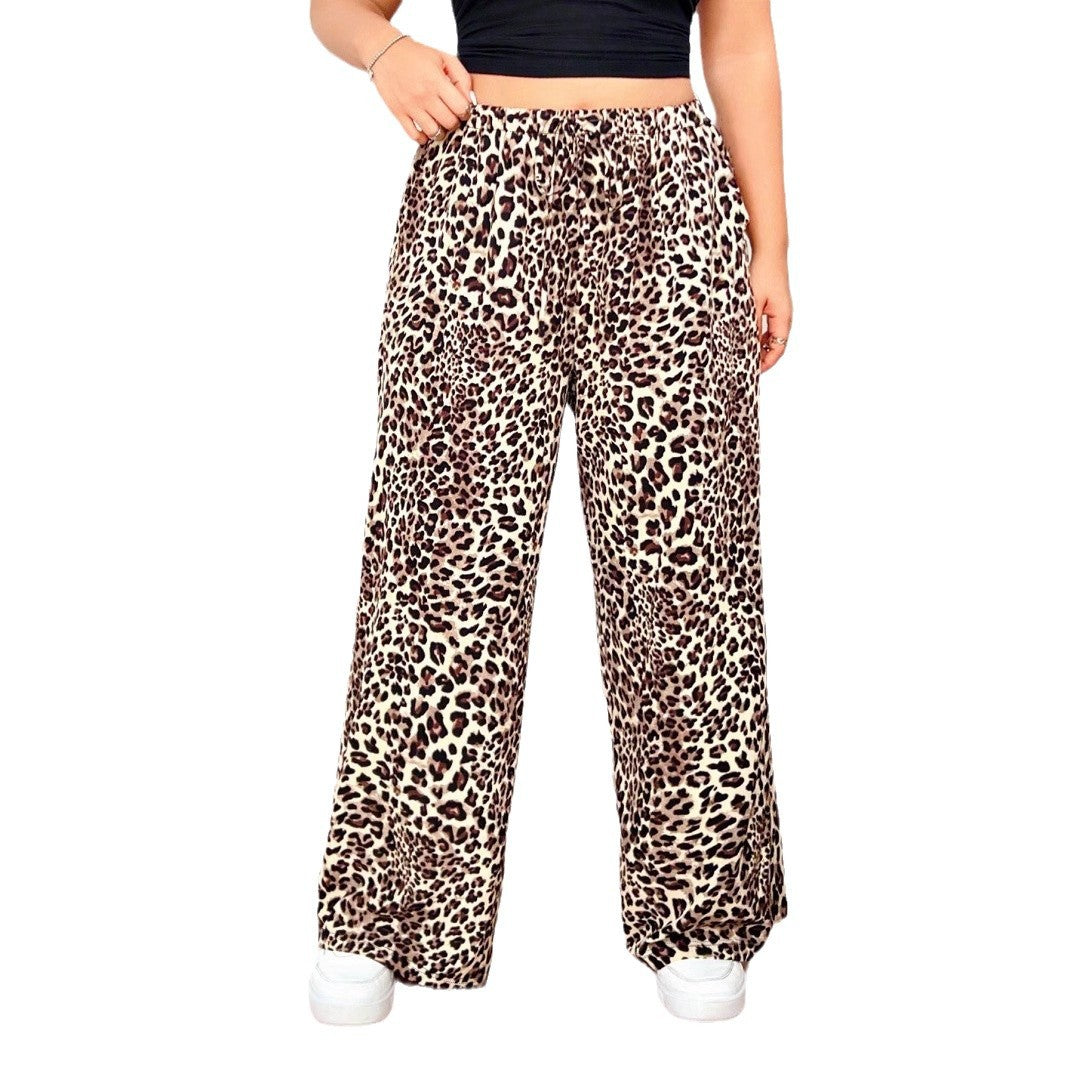 Women's Loose Casual Leopard Print Trousers