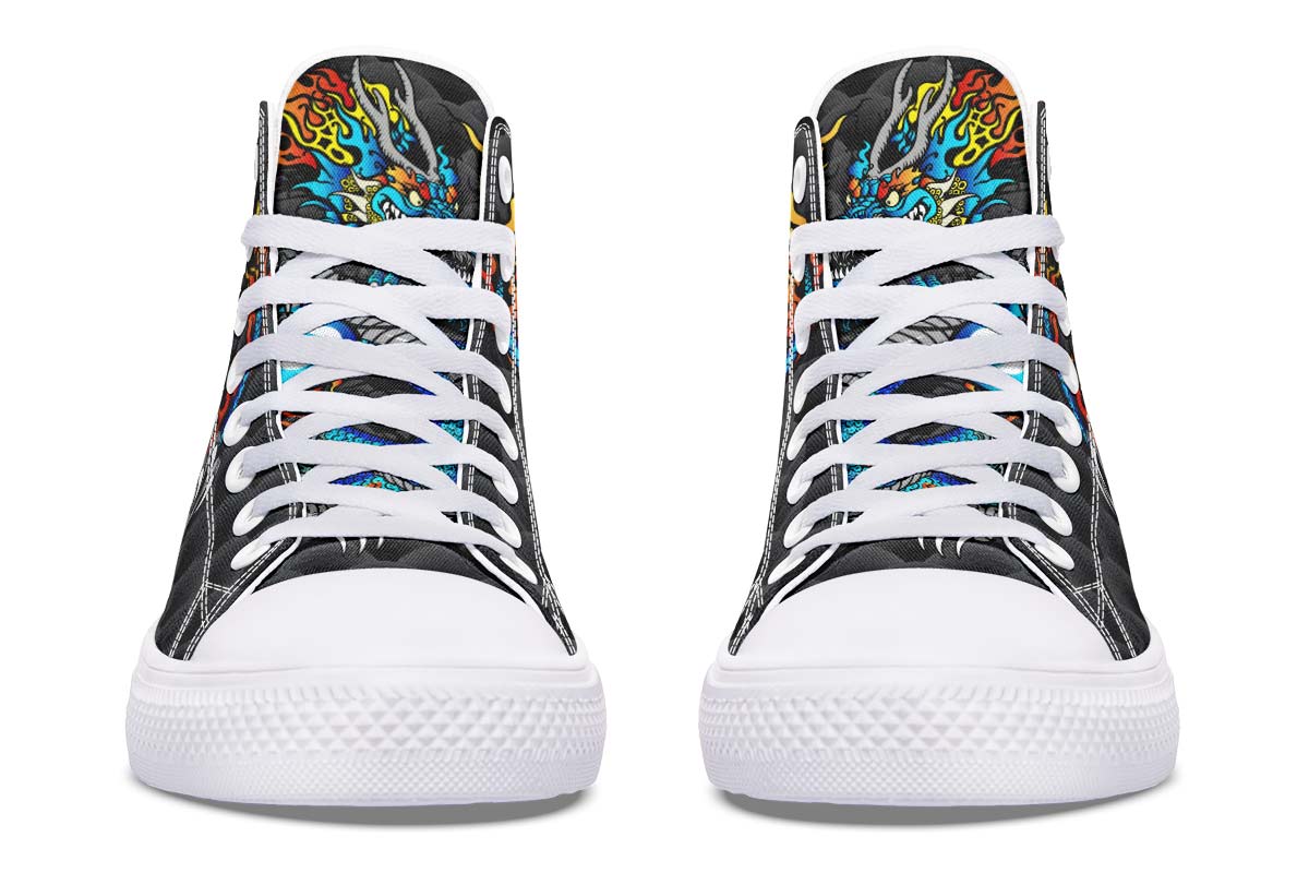 Men's And Women's Fashion Color Printing High-top Canvas Shoes