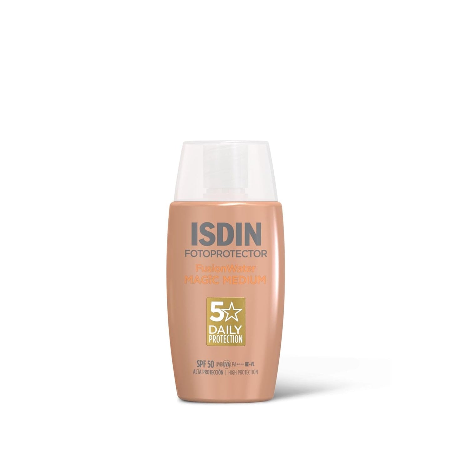 ISDIN Fusion Water Magic Color SPF 50, Protector Solar Facial De Uso Diario Ultraligero Con Color, 3 Tonos Disponibles, 50Ml