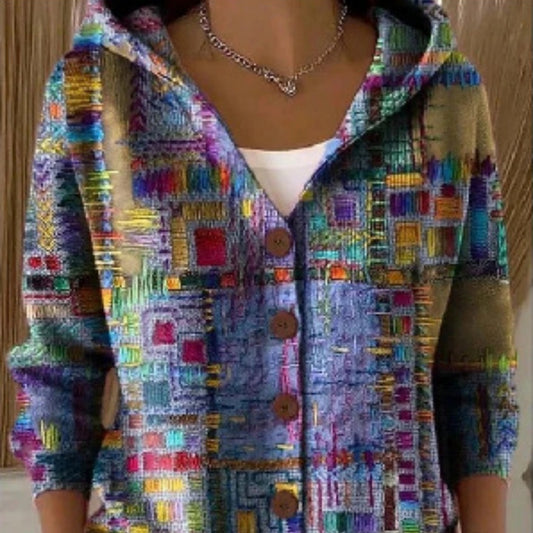 European And American Button-down Knit Hooded Cardigan Sweatshirt Jacket