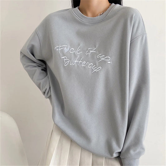 Women's Autumn Urban Casual Pullover Crewneck Sweatshirt