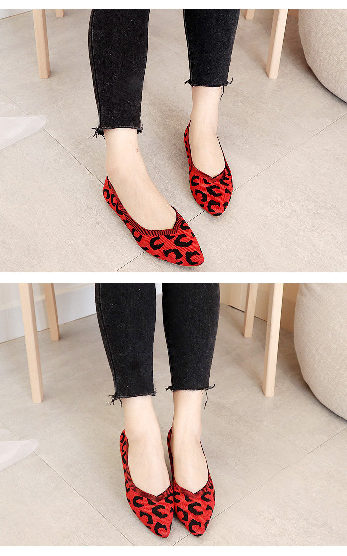 Doudou Women's All-match Pointed Toe Flat Shoes Net Red