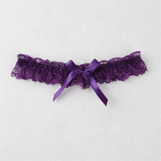 White Feather Leg Ring Rose Red Lace