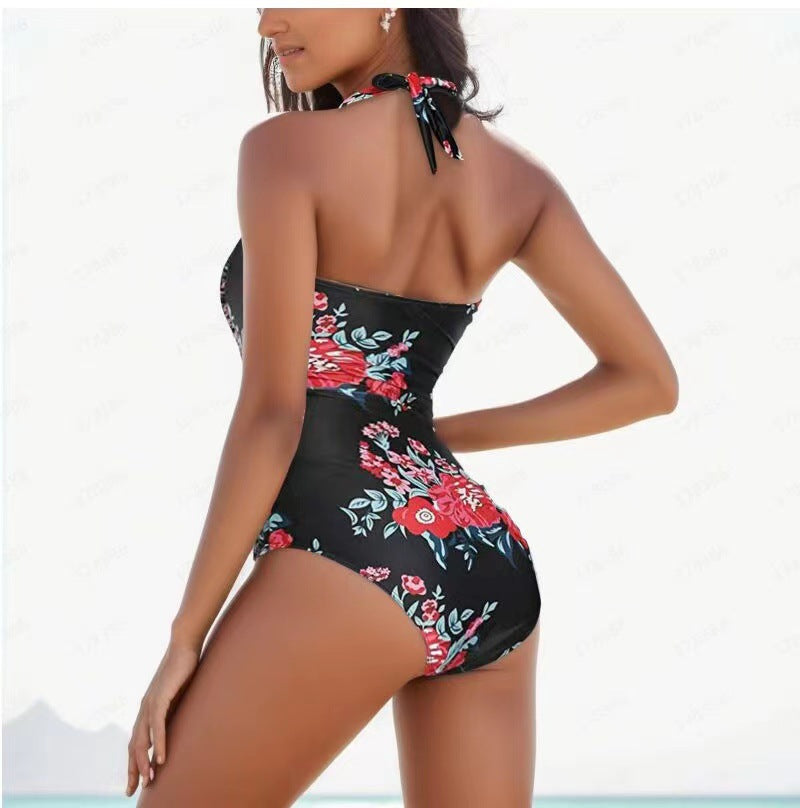 Siamese Triangle Backless Women's Pleated Retro