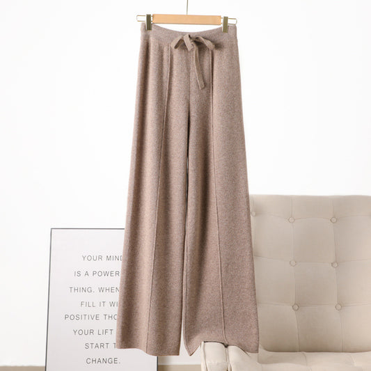 New High Waist Outer Wear Thick Wool Knitted Trousers Drape