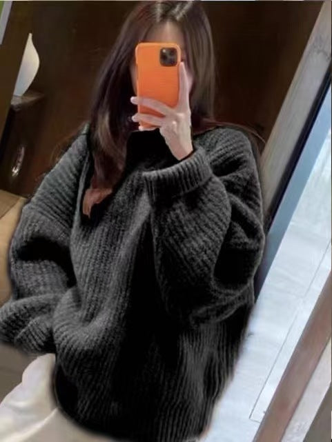 Top Loose And Lazy Style Soft Glutinous Sweet Knitted Sweater