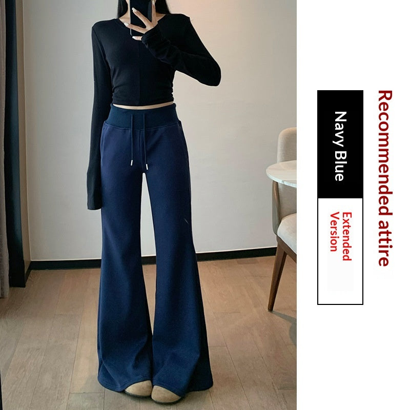 Ribbed High-Waisted Fleece-Lined Flared Pants