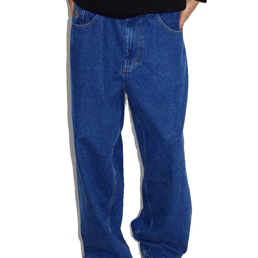 Loose Straight Wide Leg Mid-waist Denim Trousers