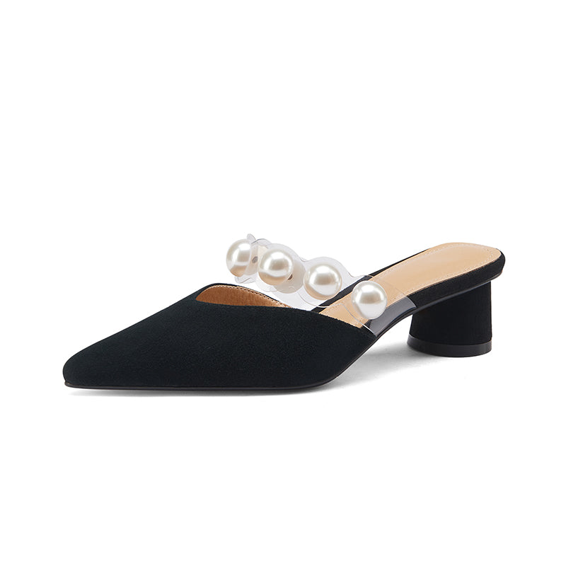 Women's Summer Outer Leather Baotou Half Slippers