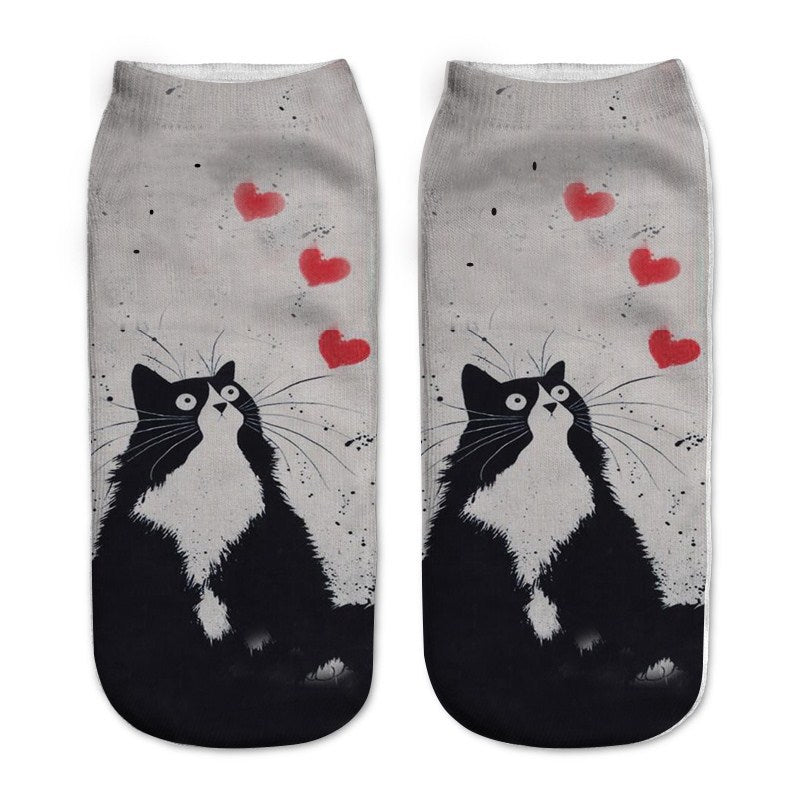 Cute Cat Series 3D Digital Printing Socks Children
