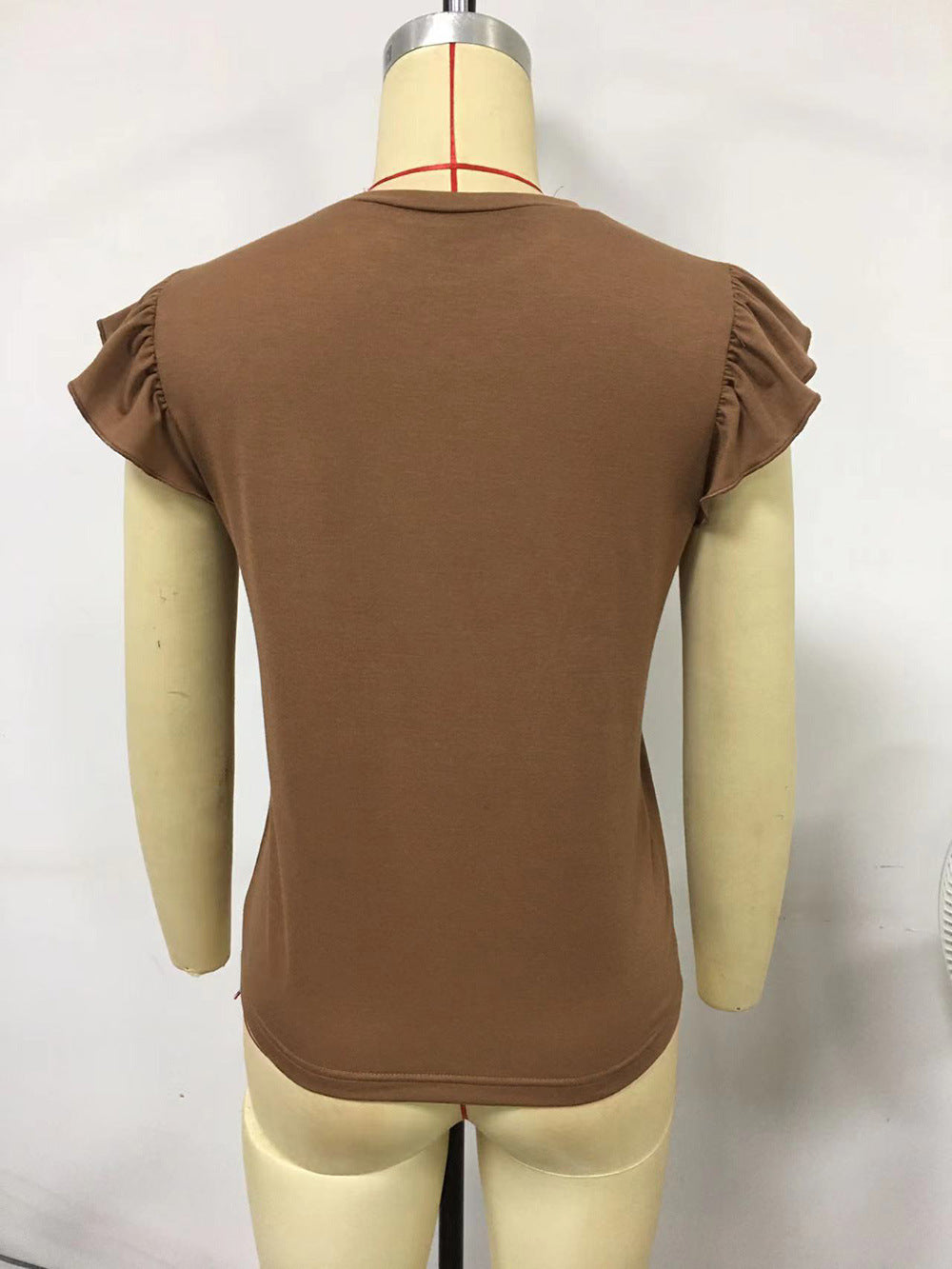 Sleeveless T-shirt With Solid Color Spliced Ear Edge Pocket