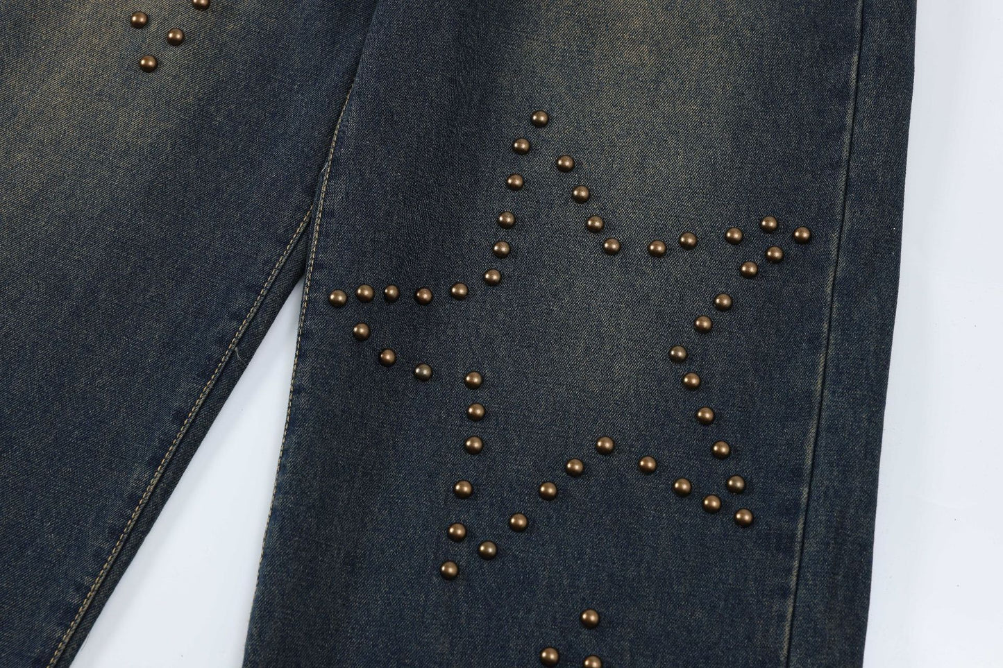 Hot Girl Washed And Worn Straight-leg Denim Trousers