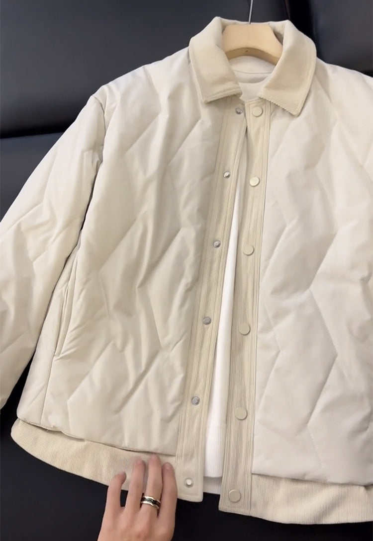 Men's Winter Lapel Color Matching Casual Cotton-padded Coat