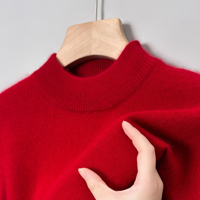 Casual Fashion Bottoming Shirt Young And Middle-aged Simple Half Turtleneck Solid Color Sweater For Men