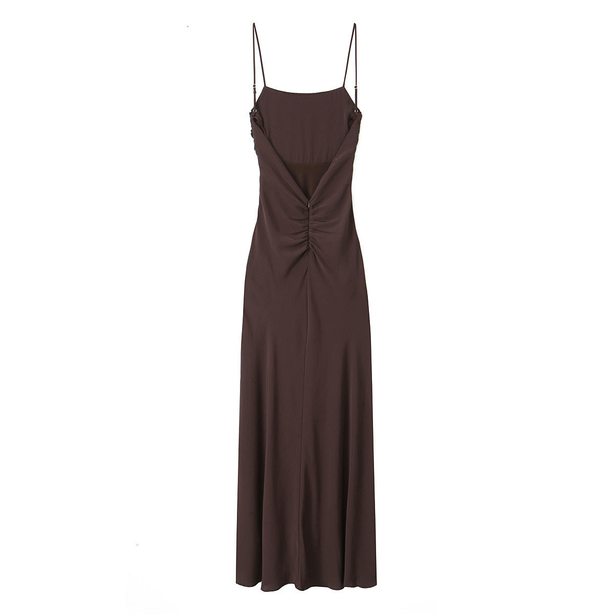 Elegant Round-neck Solid-color Dress With Ruffled Hem And Side Slit