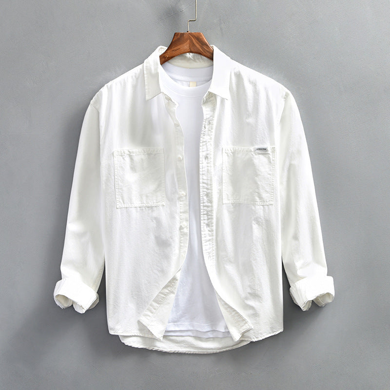 Retro Minimalist Workwear Long-sleeve Shirt For Men