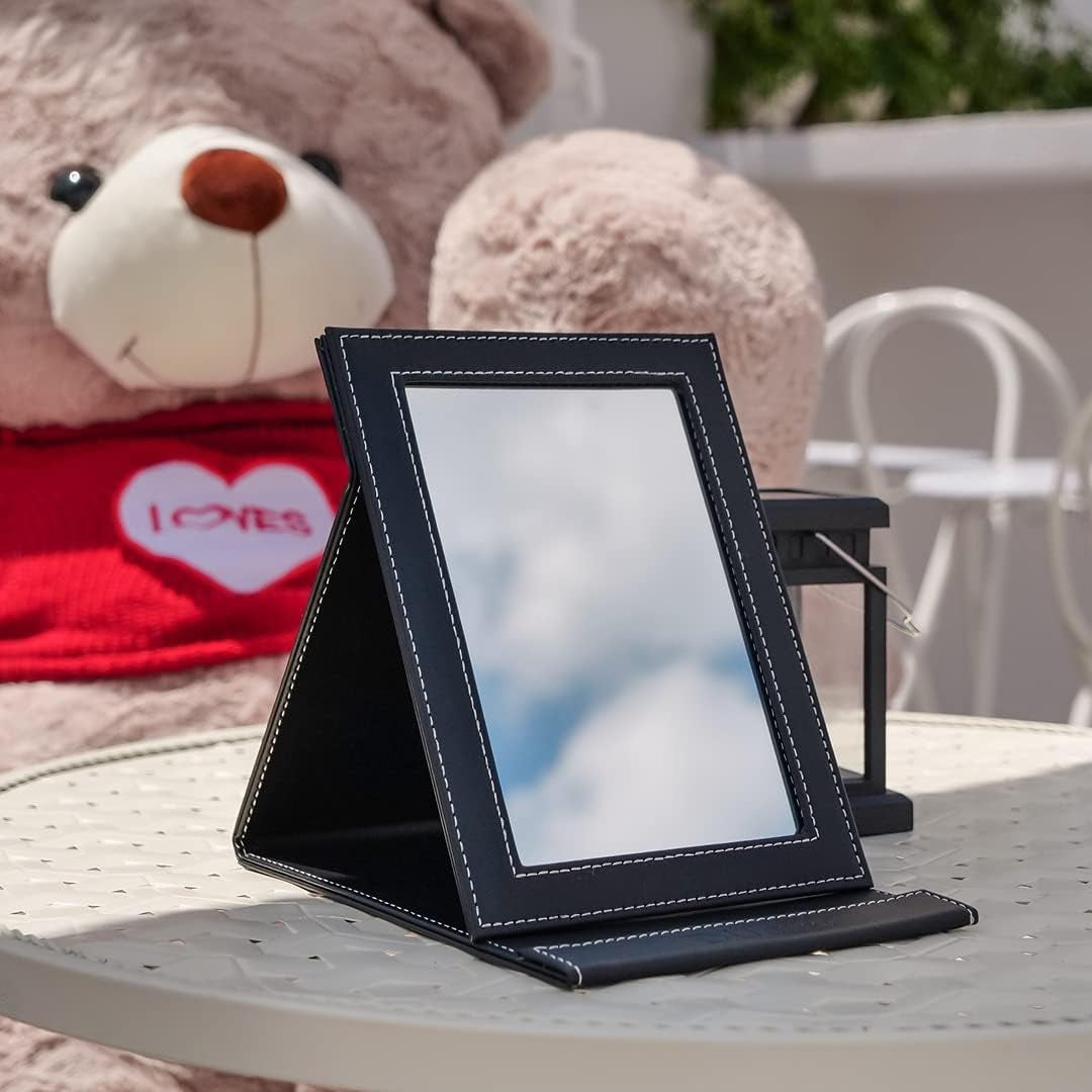 Ducare Espejo De Maquillaje De Escritorio (20 X 15 Cm),Espejo Plegable Espejo De Viaje Espejo De Mano Con Soporte,Para Viajar, Fácil De Llevar,Para Maquillaje, Afeitado Y Cuidado Facial