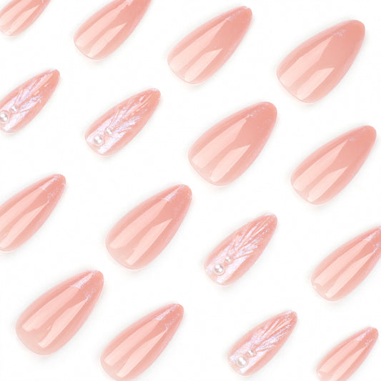 Nude Almond-shaped Three-dimensional Shell Wear Nail Polish
