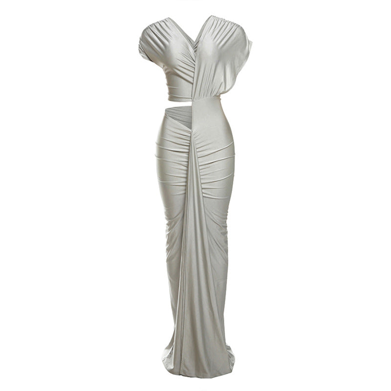 Womens Irregular Cutout High-Waisted Dress