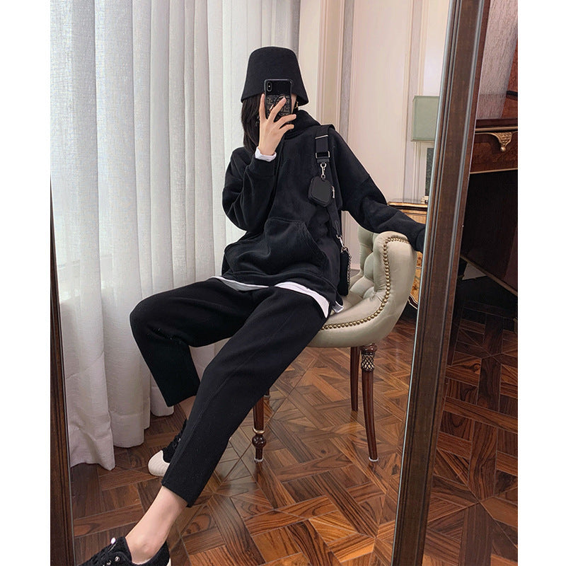 Thick Wool Knit Ladies Carrot Pants Versatile