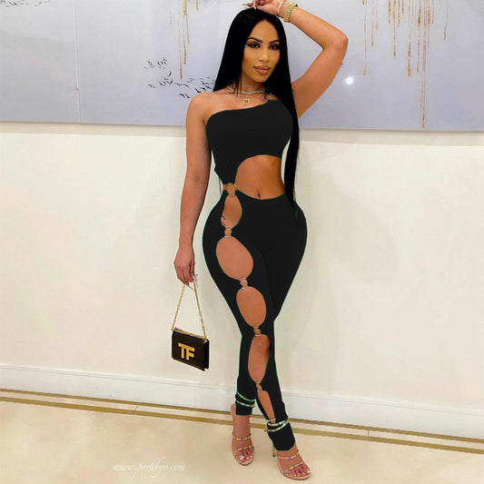 Fashion Sexy Ripped One-piece Suit