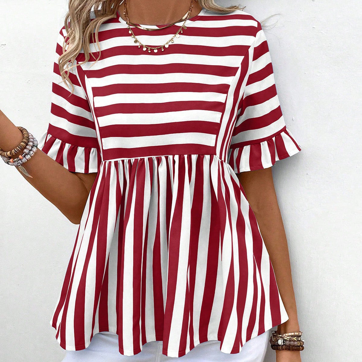 Ruffled Sleeves Summer Women's Top Shirt