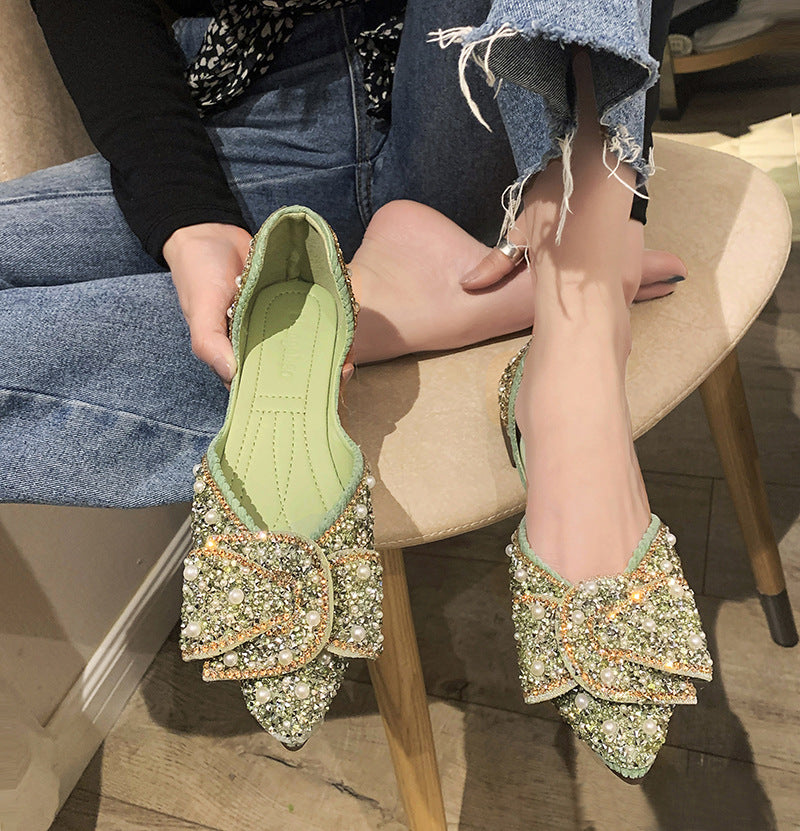 Women's Pearl Rhinestone Shallow Pointed Toe Shoes