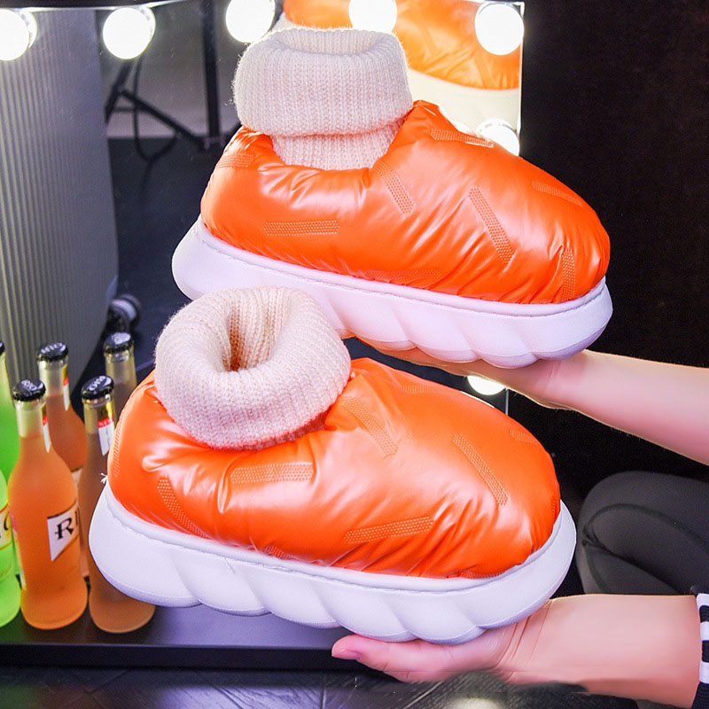 Bread Velvet Cotton Slippers Waterproof Home Warm Couples Shoes
